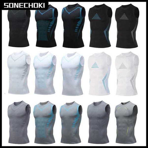 Compression Shirt Men Sleeveless Gym Clothing Dry Fit Printing Sportswear Male Fitness Bodybuilding Vest Workout Muscle Tank TopY260513