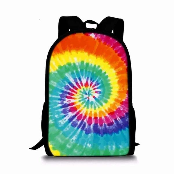 Tie-dye Print Single Layer Backpack Boy/Girls Best Gifts 2D Flat Cartoon School Bag for Children Bags