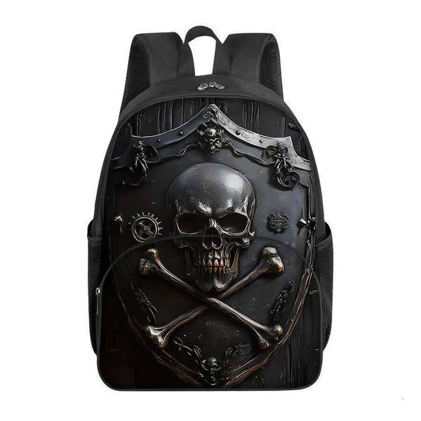 Best Gifts Boys Girls 2D Cartoon Skull Pattern Front Pocket Backpack Waterproof Nylon Lining Zipper School Bag for Children
