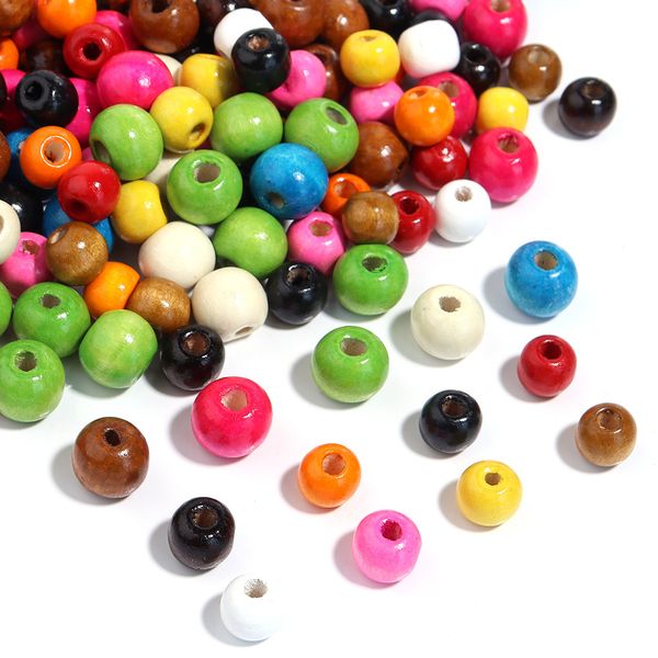 Maple Wood Large-Hole DIY Bracelet Loose Candy-Colored Wooden Beads, Colorful Round Beads For Bracelets And Keychains, Basic Accessories