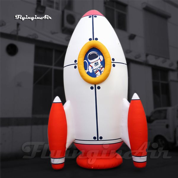 Outdoor Advertising Giant Inflatable Rocket 5m Height White Air Blown Astronaut's Spacecraft Model Spaceship Balloon For Concert Decoration
