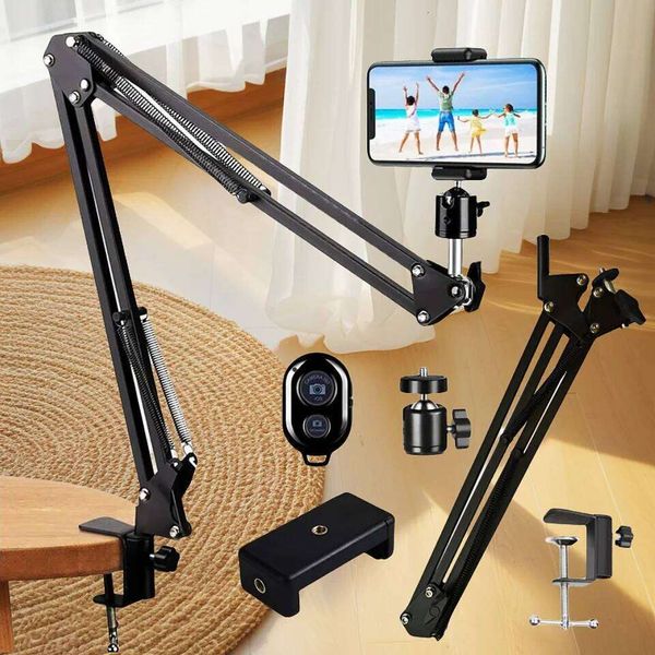 BSLIUFANG Flexible desktop bedside phone holder lazy person stand for tripod optional 360° rotating ball head and remote