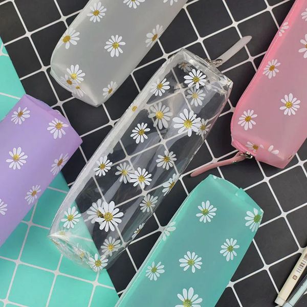 1Pcs Transparent Daisy Pencil Bag Storage n Campus Office Stationery Student Gifts 260515
