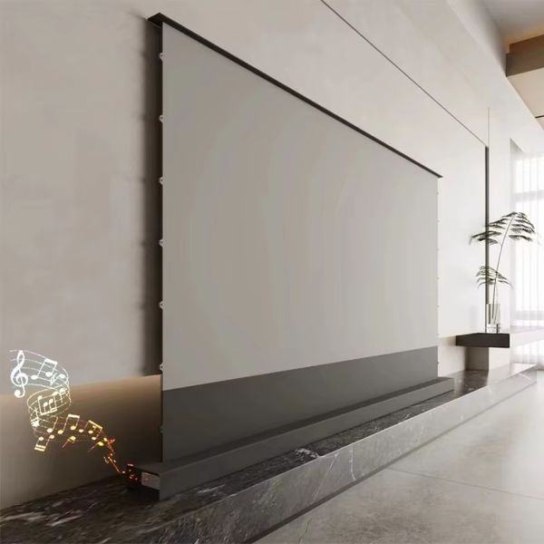 8K High Contrast ALR Perforated Acoustically Transparent Auto-Rising Floor Projector Screen For Home Theater