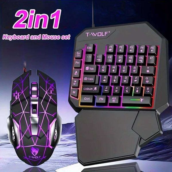 2 in1TF900 and Mouse Set Ergonomic Wireless Gaming Keyboard 7 RGB Backlighting, for PUBG Mobile Games /Laptop 26Y0518