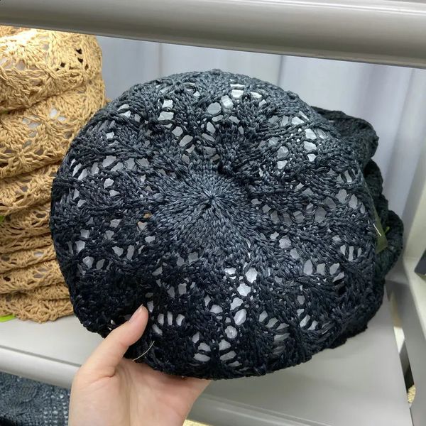 Summer Solid Color Beret Hat For Women Hollow Breathable Fashion Female Cool Outdoor Beach Sunshade Fisherman Boina Gift 260518