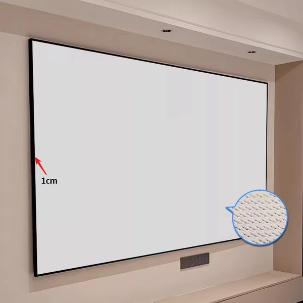 2026 133inch White Woven Acoustically Transparent Projector Screen for Home Theater,4K,3D,care for Eye Health,16:9 Fixed Frame
