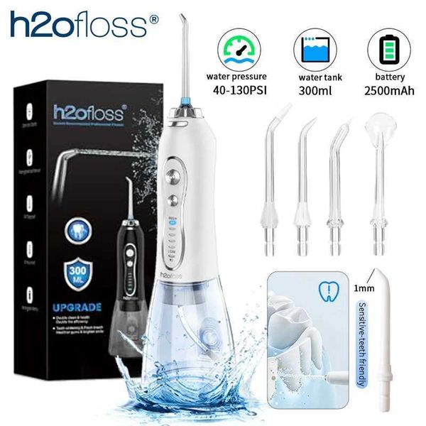 H2ofloss Water Flosser For Teeth Portable Oral Irrigator Dental Water Jet High Pressure Cleaning Mouth Washing 300ML 5 Modes T260520