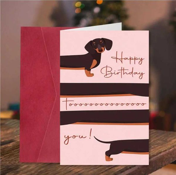 1 Fun Dachshund Funny Birthday Card with Envelope - Unique Puppy Design Paper Card Suitable for Family Friends Loved Ones - L260520
