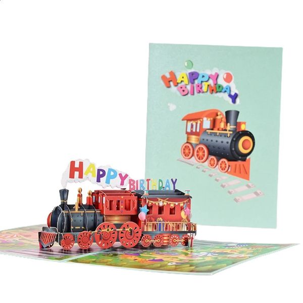 3D Pop Up Card Birthday Train Greeting Card with Envelope Handmade Birthday Card 260520