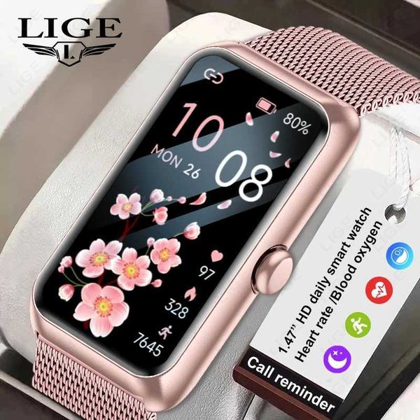 Choice LIGE Womens Smart Watch Bluetooth Call Lightweight Band IP68 Waterproof Heart Rate Health Fitness Tracker Music ControlT260522