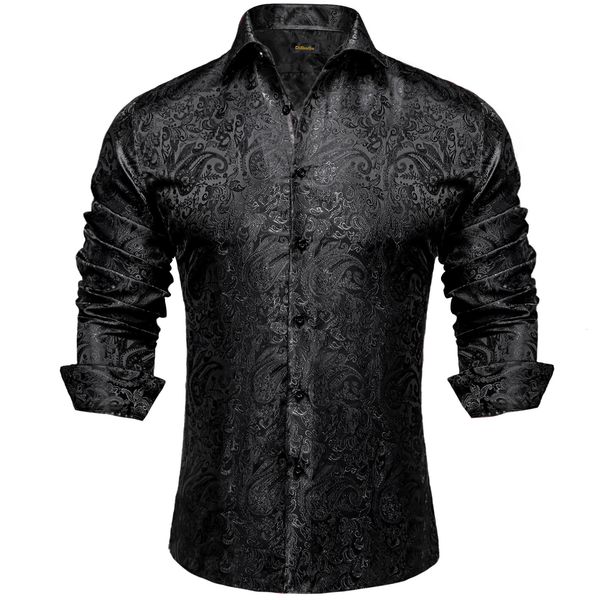 Men’s Black Paisley Silk Dress Shirt
