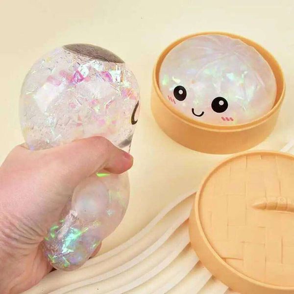 Soft Elastic Dumpling Squishy Toy Unique Silver White Striped Design Fun Twisting Play To Release Daily Pressure And Relax Mood J260525