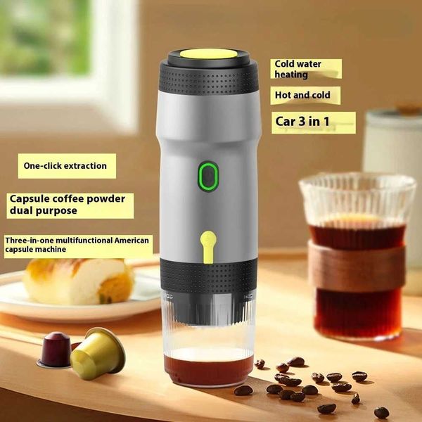 Multifunctional Capsule Coffee Machine for Car Home Camping American Italian Style 3 in1 Portable Car-mounted Espresso Machine L260526