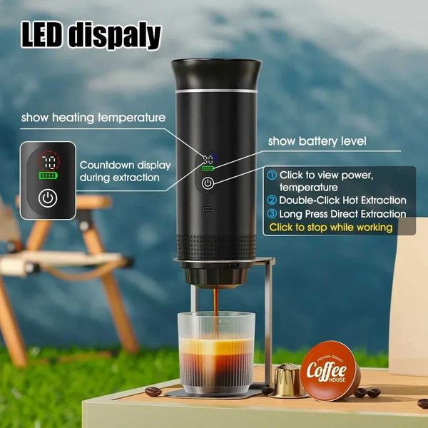 Portable Espresso Coffee Machine With Digital Display 3-in-1 Capsule Coffee Maker for Car Home Camping Coffee Maker L260526KT2J