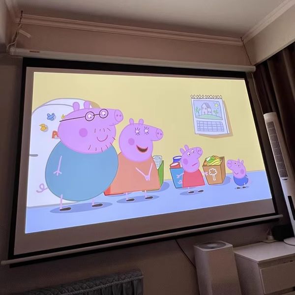 Automatic Pull Down HD Beamer Projector Screens 120 Inch 4:3 Electric Retractable 3D Projection Screen Wireless Remote Control