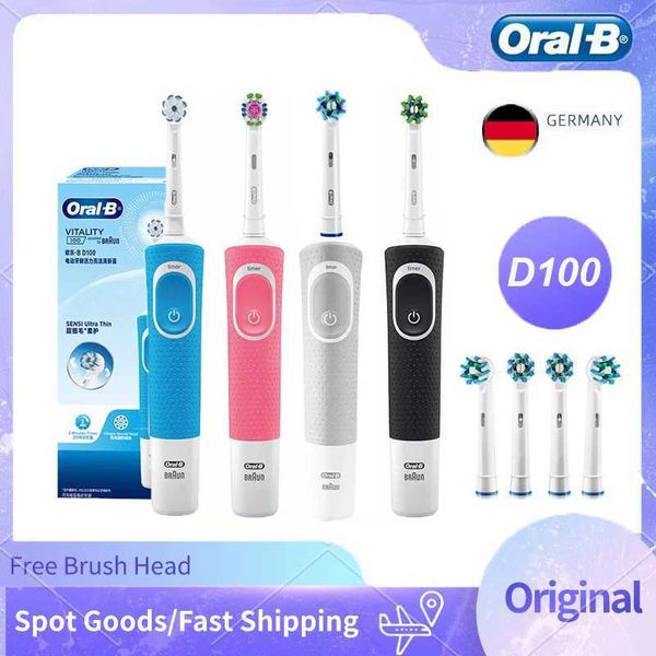 Oral B D100 2D Vitality Electric Toothbrush Timer 7600Rpm Cross Action Deep Cleaning and Whitening Teeth Tooth BrushL260526