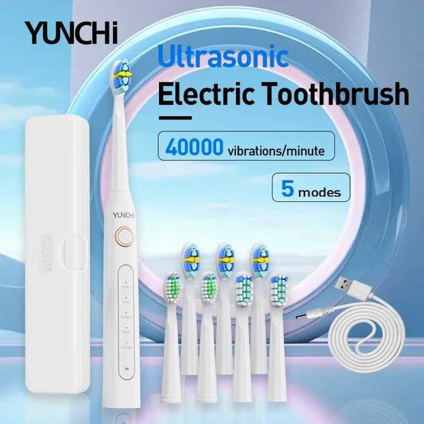 YUNCHI Adult electric toothbrush set with 5 operation modes and 40000 high-frequency vibrationsUSB charging waterproofL260526