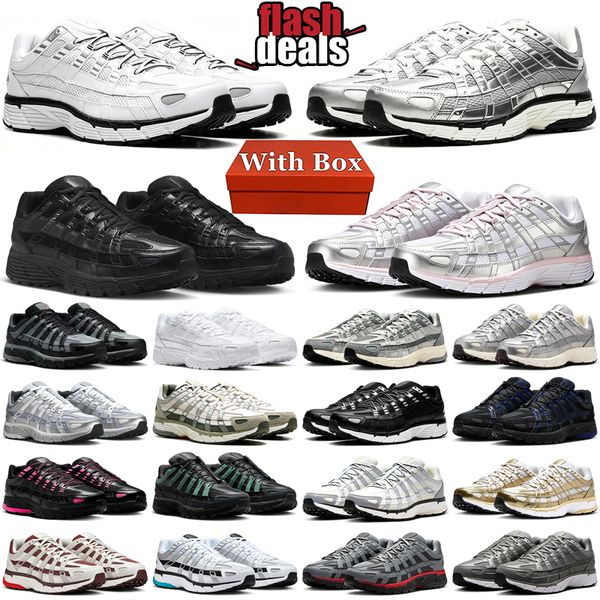 Designer shoes P6000 running shoes men womens sneakers Triple Black White Metallic Silver Elemental Pink mens trainers outdoor sports shoe runners size eur36-45