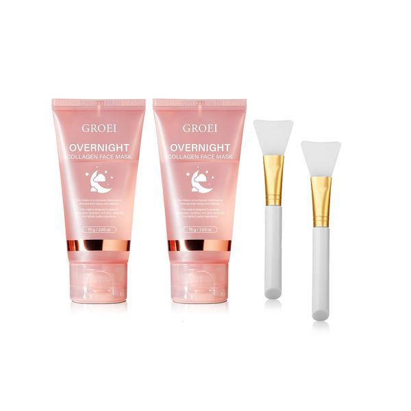 2x Overnight Collagen Face Mask Peel-Off Sleeping Mask Hydrating -Aging Rejuvenating Night Cream for Glowing Skin 260527