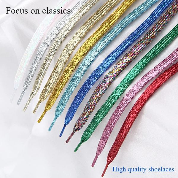 19 colors shiny gold and silver colorful bright shoelaces 100140 cm sneakers boots laces string 260528BJ