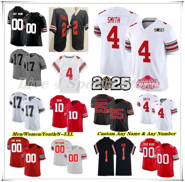 Jeremiah Smith Julian Sayin College Football Jersey Ohio Bo Jackson CJ Donaldson Caleb Downs James Peoples Carnell Tate Arvell Reese Sonny Styles Will Kacmarek 5XL