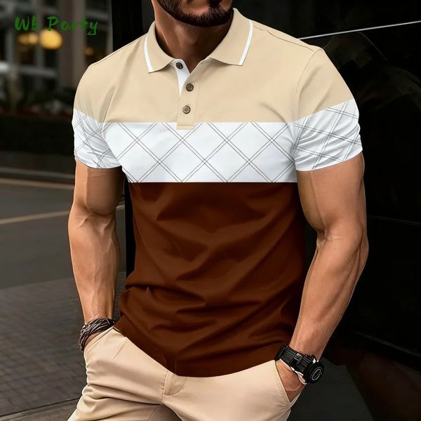 Men's Striped Short Sleeve Polo Shirt