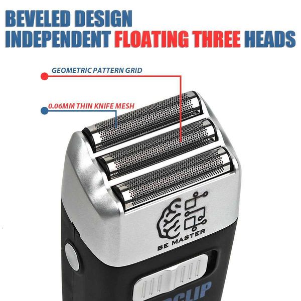 BRDCLIP Mens Electric Foil Shaver Three Floating s Geetric Pattern Grid Tungsten Carbide Blades 7000RPM MotorLCD BatteryJ260530