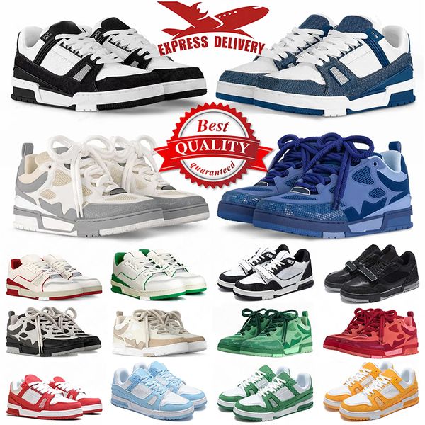 2026 Designer Shoes Sneakers Trainers Luxury Platform Shoes High Quality Men Women Breathable white green blue Lace-up Outdoor shoe Leather Trainers