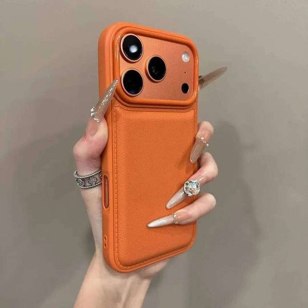 Pink Blue Orange Learther Feel Phone Case For iPhone 17Air 17 16 16E 15 14 13 12 11 Pro Max 7 8 Plus Mini Y2K Shockproof Cover