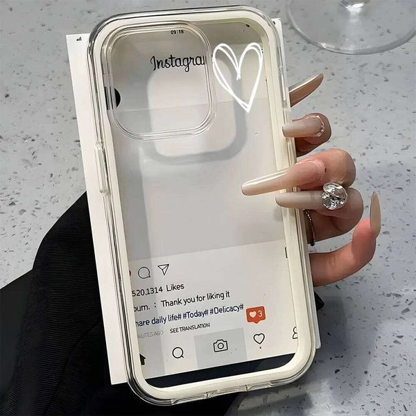 White Heart Simple Pattern 2 In 1 Candy Color Clear Phone Case For Iphone 11 12 13 14 15 16 17 Pro Max Plus Air Silicone Cover