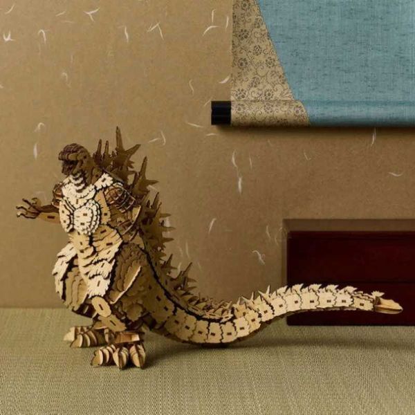 OUZEY 3D Wooden Puzzle King of Monsters DIY Wooden Blocks Assembly Kit for Adult Collectors Creative Desktop Decoration Gift J260702