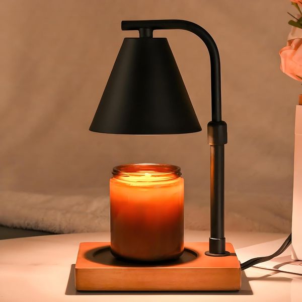 Candle Warmer Lamp with Timer for Women Candle Warmer Height Adjustable, House Warming Gifts New Home Decor, Wax Melt with 2 Bulbs 1-Black