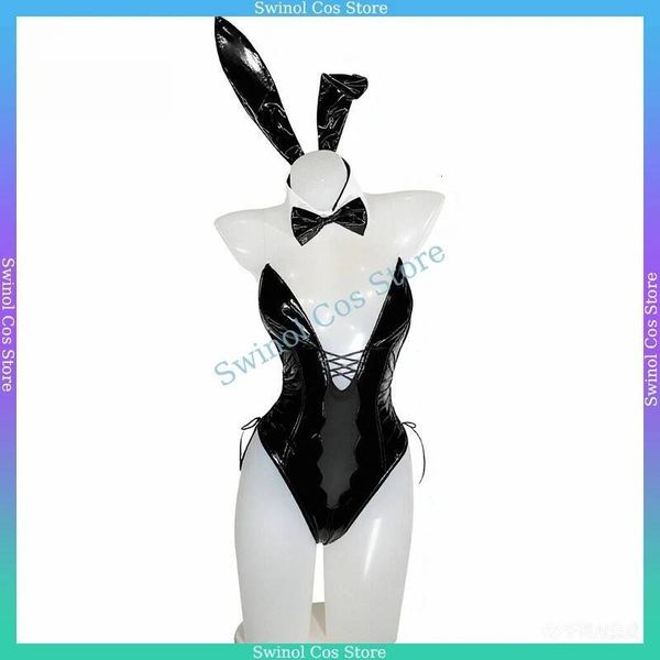Cosplay Game HMS Yorktown Bunny Costume Black Leather Women Jumpsuit Halloween Activity Party Role Play Outfits