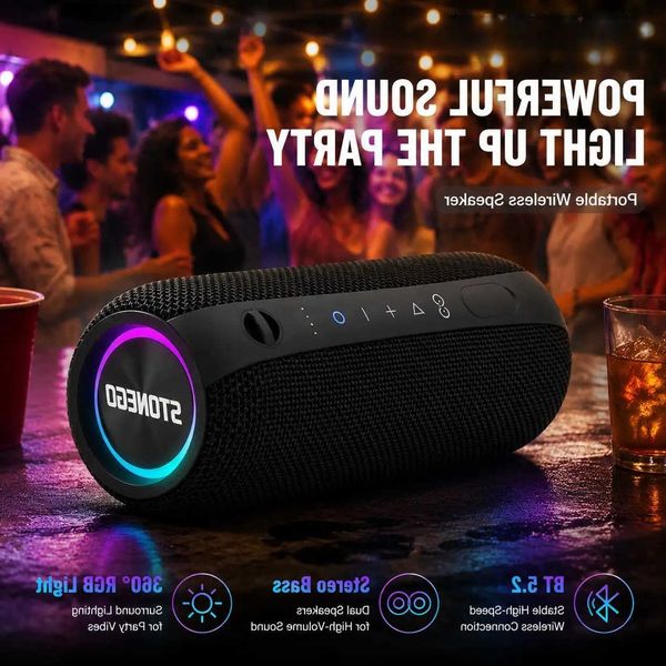 Mini Cyberpunk Portable Wireless Bluetooth Speaker TWS True Wireless Stereo RGB LED Deep Bass Loud Sound Waterproof for Home Outdoor Party PC Gamin D260706
