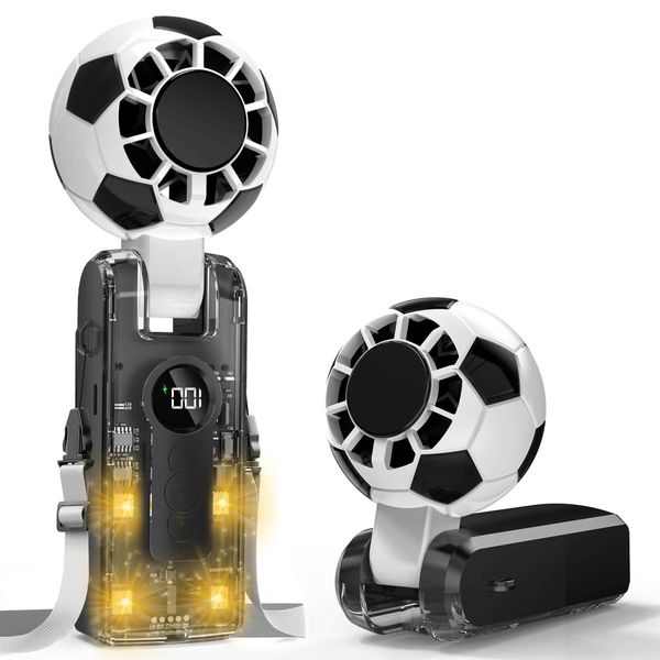 Football X68 Pattern Handheld Fan Semiconductor Cooler USB Rechargeable Foldable Portable Mini Fan D260707