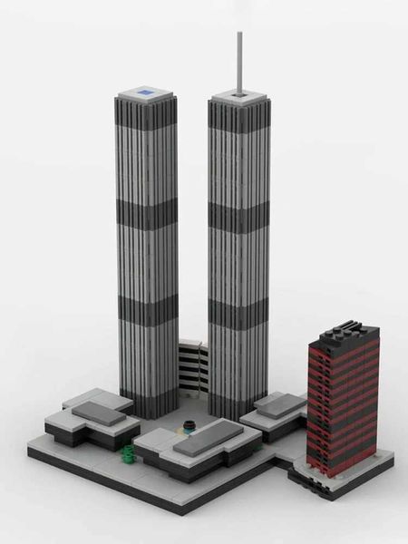 World Custom MOC Trade Center Building Blocks Set - 982-Piece Miniature Architectural Model Ideal Creative Gift for Architectur J260707