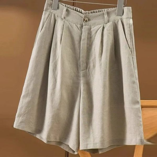 Chic & Comfy: Women's High-Waist Linen Blend Shorts for Effortless Style