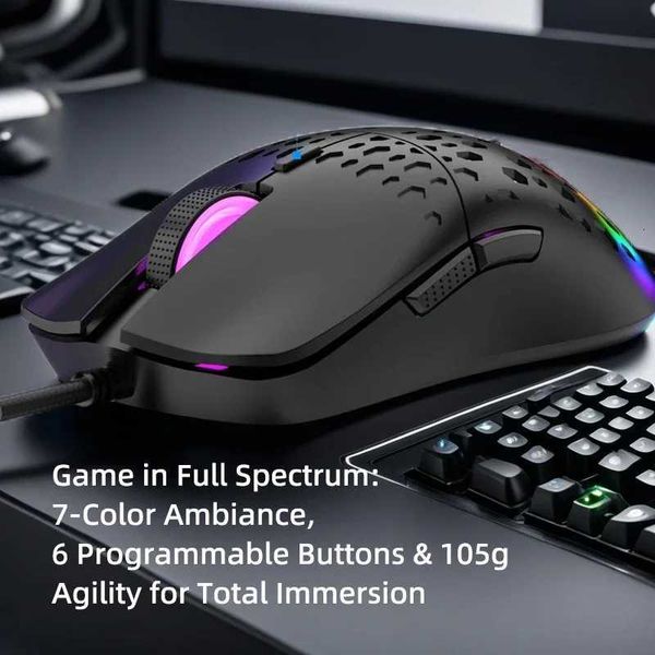 Wired mti-color glowing mouse with vibrant RGB lighting - perfect for gaming on your cputer J260707