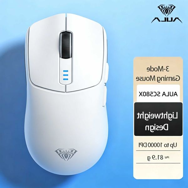 SC580X AULA Mouse 10000 DPI 1000Hz 500mAh 3-mode 24Hz/BT/wireless Ergonomic Mouse Suitable for Dota 2/Valorant/CSGO D260708
