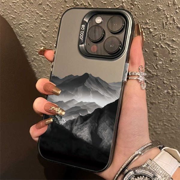 Mountain Black Phone Case For iPhone 17 16 15 14 13 12 11 Pro Max XS 7 8 Plus 16E 17 Air Full Protection Shockproof Bumper Cover D260709