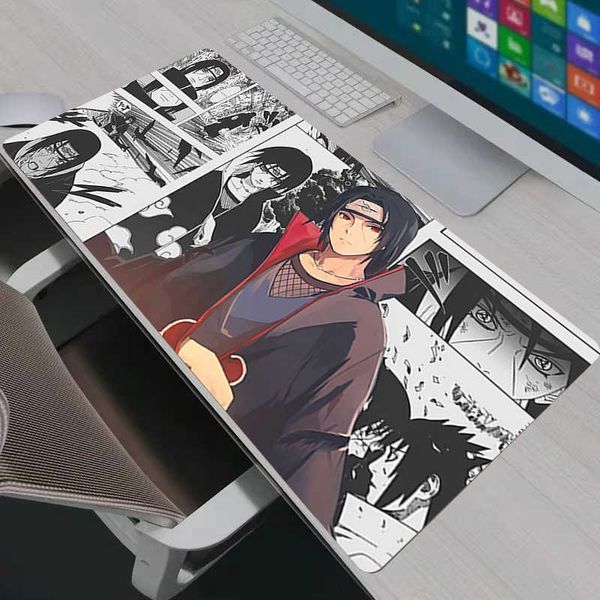 Pad Mouse Anime Gamer Larger XXL N-Naruto Uchiha Itachi Sasuke Computer Keyboard Desk Mat Pc Gaming Accessories Black Mousepad D260709