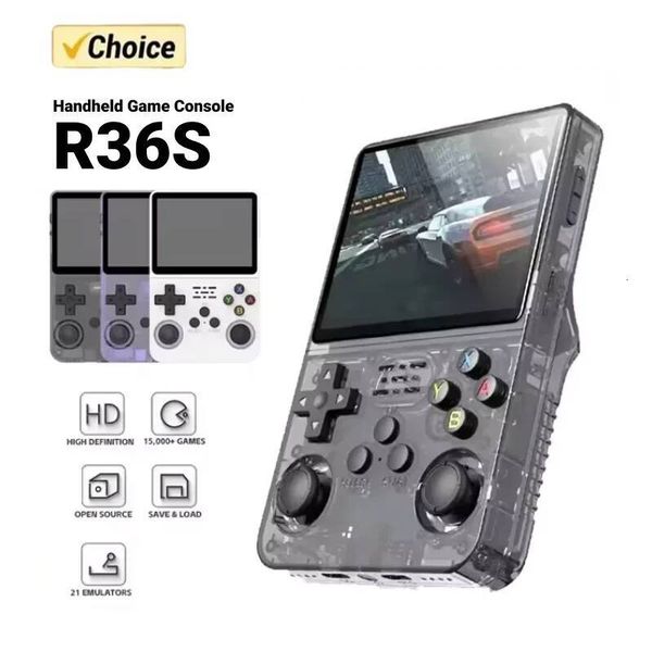 R36S Open Source Video Game Console 64GB/128GB 3.5 Inch Screen Portable Orange Linux System Pocket Player with 15000 Games 26L0709