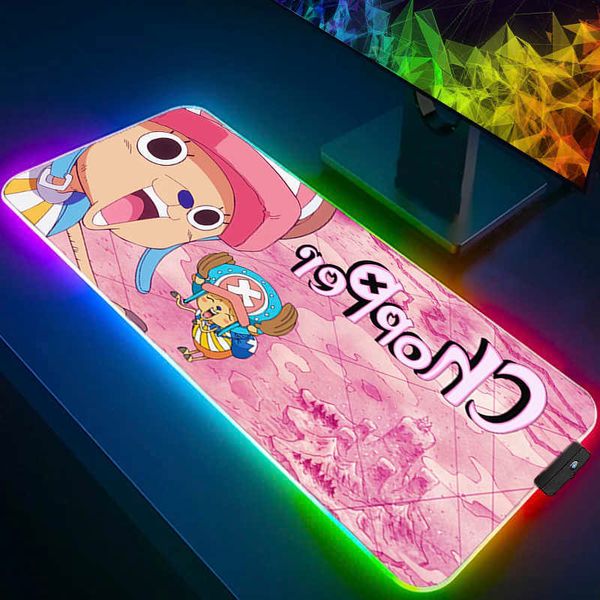 Mouse RGB Pad one piece Tony Chopper 90x40cm XXL speed For e-sports players Backlight Laptop Computer Keyboard LED mousepad D260709