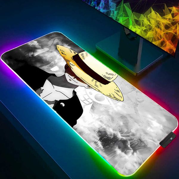 Gaming Anime Speed Mouse Pad one piece luffy 90x40cm LED Gamer Large Mouse Mat Backlight Keyboard Mousepad RGB Computer Desk Mat D260709