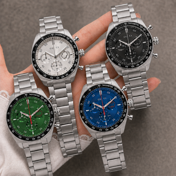 Jason007 Guc Int erlocking Mens Watch 41mm VK Quartz Multifunction Chronograph Sapphire Crystal Stainless Steel Bracelet High Quality Watches Men Designer