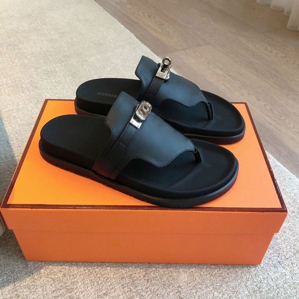 Eclair sandals Top quality genuine leather sandals Designer slippers Adjustable Velcro sandale Fashion Slippers Leather and Rubber Flats Sandals Summer