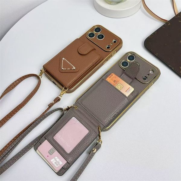 Designer Fashion Women Crossbody Phone Cases For iPhone 17Pro Max 17 16pro 15promax 15 Cases Apple 14 Pro Max 16promax 13 Card Holder Wallet Leather Cases