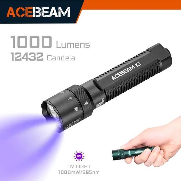 ACEBEAM UV Flashlight K1-HI USB Rechargeable LED Flashlights EDC 1000 Lumens Torch Compatible with AA and lithium batteries W260713