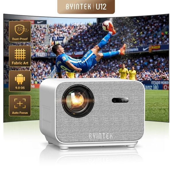 BYINTEK LOVE U12 Full HD 1080P Projector 4K 800 ANSI Android WiFi 6 Auto Focus Home Theater Projectors for Movie Meeting Video 26Y0713